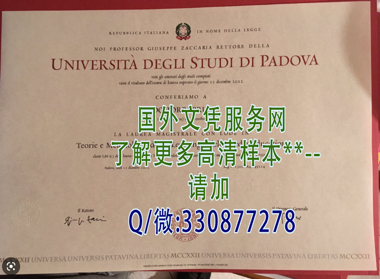 帕多瓦大学证书样本(图1)